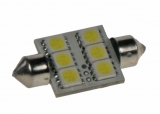 LED žárovka 12V s paticí sufit(36mm) bílá, 6LED/3SMD