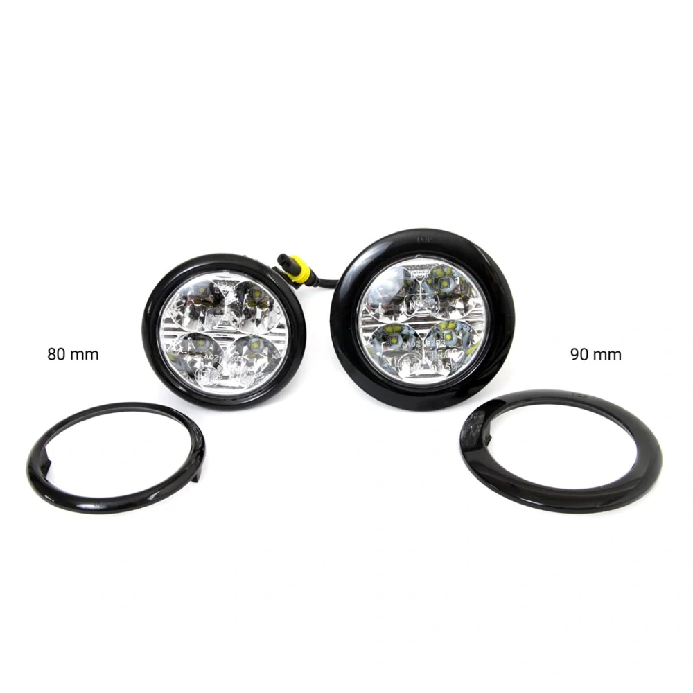 Denní svícení AMIO DRL 510HP kulaté, 4 LED s redukčními kroužky, průměr 70 mm