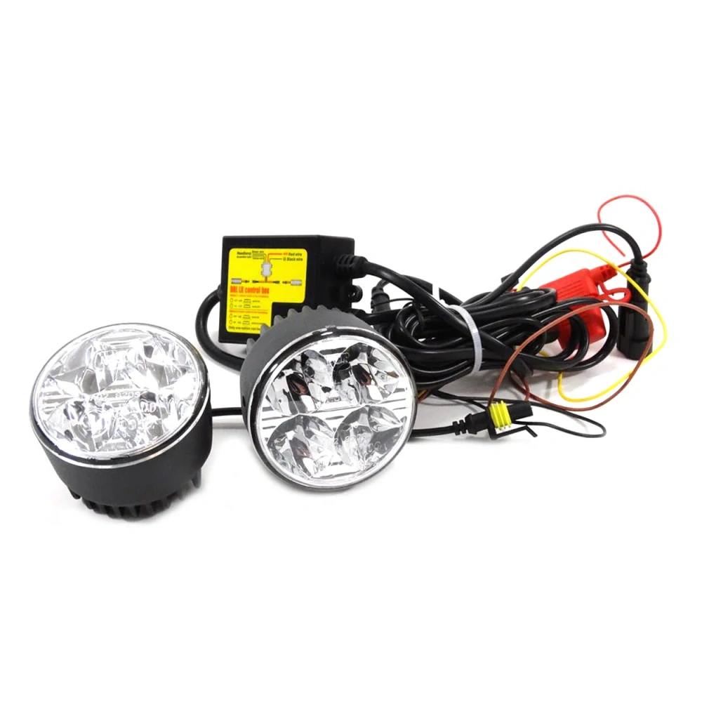 Denní svícení AMIO DRL 510HP kulaté, 4 LED s redukčními kroužky, průměr 70 mm