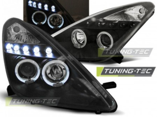 PŘEDNÍ SVĚTLOMETY, SVĚTLA, LAMPY TOYOTA CELICA, 1999-2005, ANGEL EYES, ČERNÉ BLACK