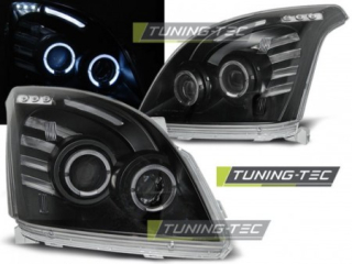 PŘEDNÍ SVĚTLOMETY, SVĚTLA, LAMPY TOYOTA LAND CRUISER 120, 2003-2009, ANGEL EYES, ČERNÉ BLACK