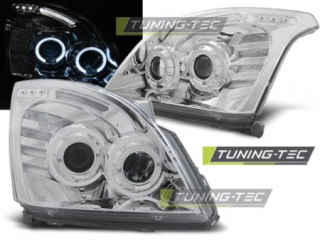 Světla přední TOYOTA LAND CRUISER 120 03-09 ANGEL EYES CHROME