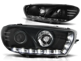 PŘEDNÍ SVĚTLOMETY, SVĚTLA, LAMPY VOLKSWAGEN SCIROCCO, 2008-, LED DAYLIGHT, ČERNÉ BLACK