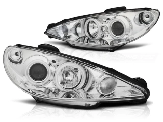 Přední světla Peugeot 206 2002-2007 Angel Eyes CCFL - chrom