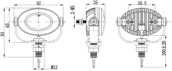 PROFI LED výstražné světlo 12-24V 3x3W červený ECE R65 92x65mm