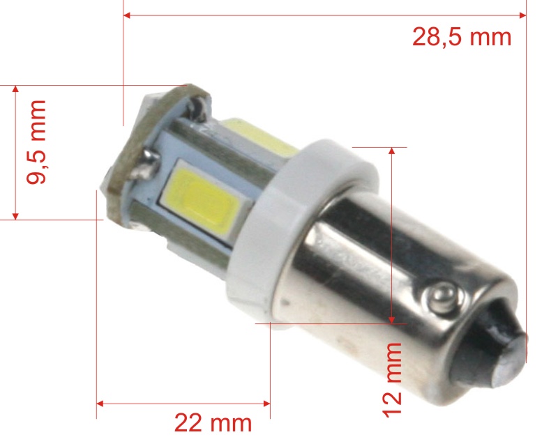 LED BA9s bílá, 24V, 5LED/3SMD