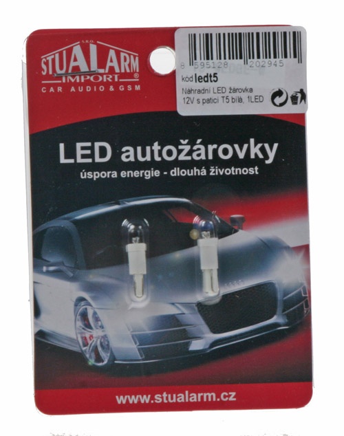 LED ŽÁROVKA T5 12V DO PALUBNÍ DESKY - SMD LED BÍLÉ 