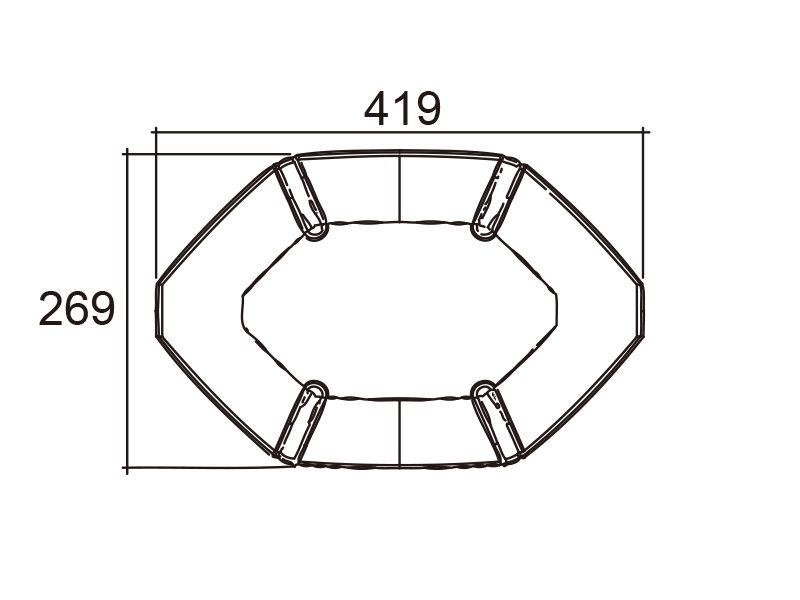 LED rampa 419mm, modrá, magnet, 12-24V, homologace ECE R65