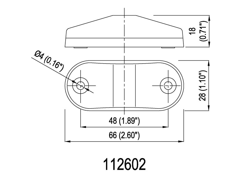 Přední obrysové světlo LED, bílý ovál