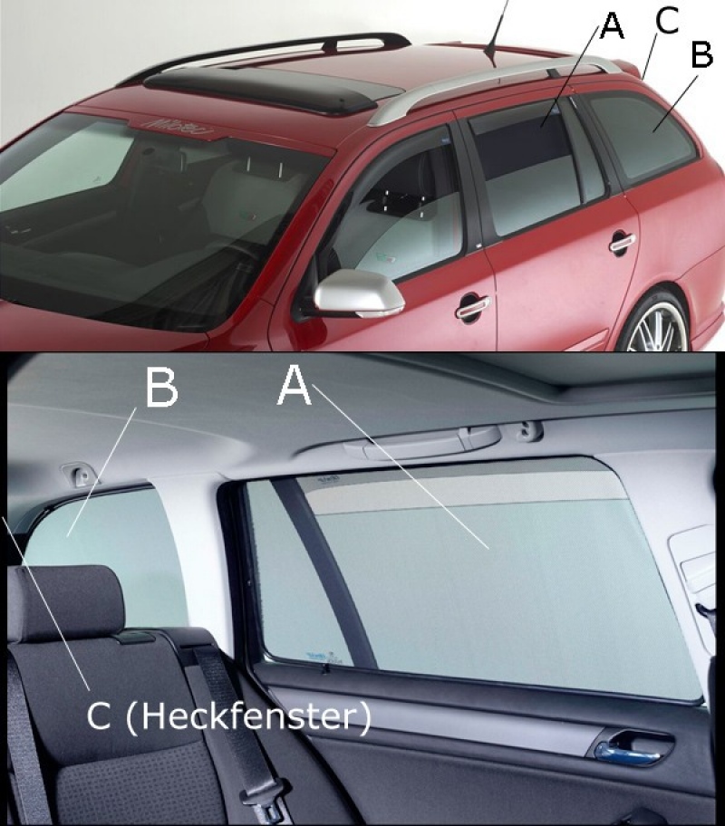 Sluneční clony sada - zadní dveře, zadní okna, páté dveře, Škoda Octavia III