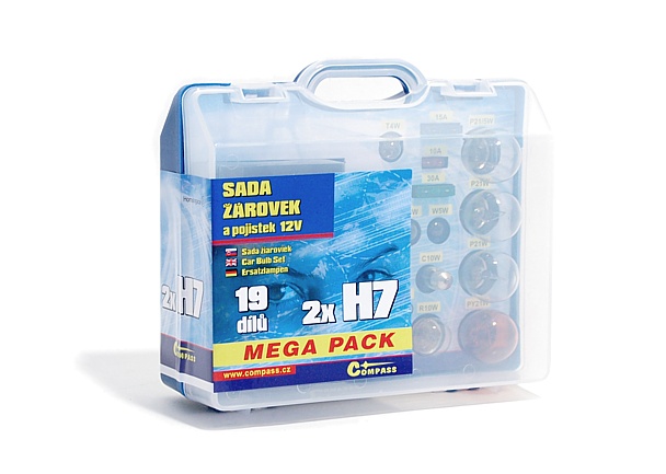 Žárovky 12V servisní box Mega H7+H7+pojistky