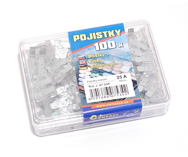 Pojistky nožové 25 Amp 100 ks