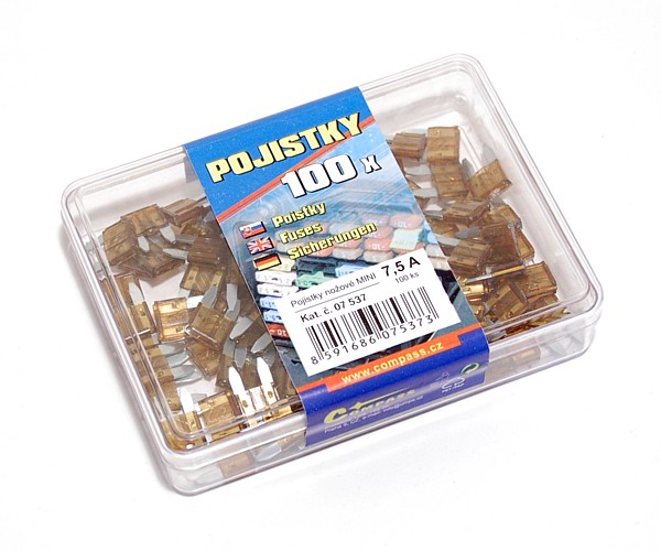 Pojistky nožové Mini 7,5 Amp 100 ks