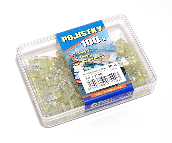 Pojistky nožové Mini 20 Amp 100 ks