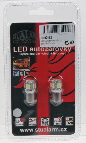 LED žárovka 12V s paticí BA 9s bílá, 5LED/3SMD