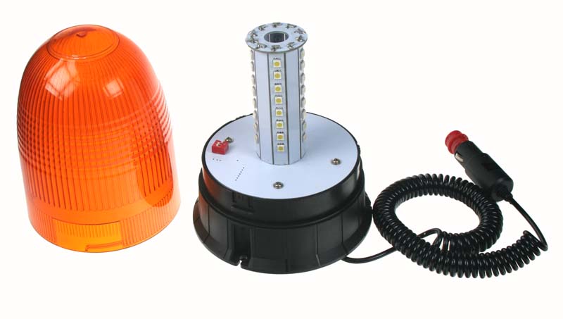 Zábleskový LED maják, 12V, oranžový magnet, homologace