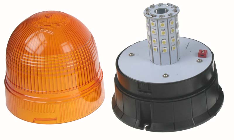 Zábleskový LED maják, 12V, oranžový, homologace