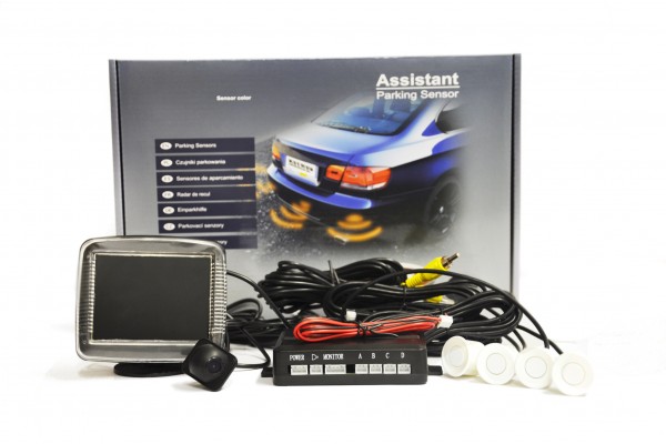 Parkovací asistent 4 senzory bílé TFT XD-335 + kamera pro couvání XD-303