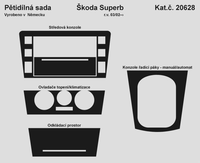 Dekor středového panelu - exkluzivní, dřevěný, Š. Superb mech. klima