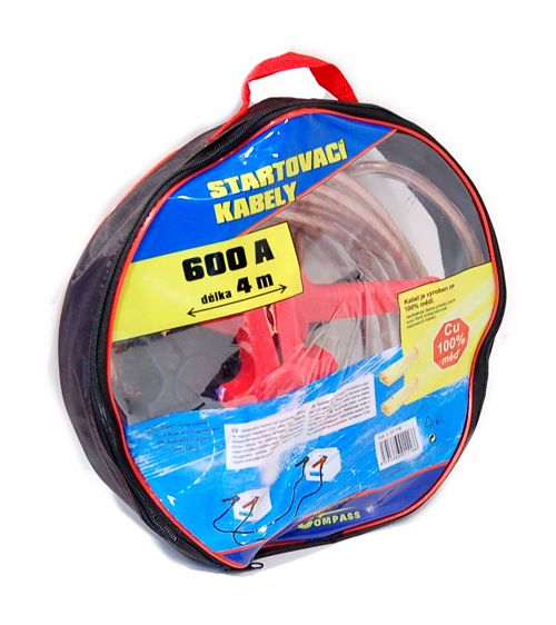 STARTOVACÍ KABELY 600 A - DÉLKA 4 METRY 100% MĚĎ ZIPPER BAG - COMPASS