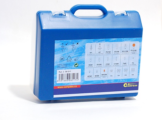 Servisní box žárovek na 12V Mega H7 + H1 + pojistky - Compass