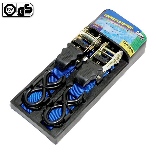 Popruh s ráčnou a háky 2ks 125daN 24mm x 4,50m TÜV