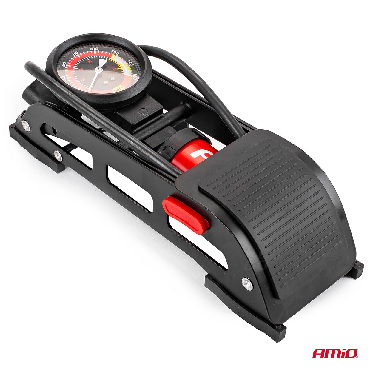 Jednopístová nožní pumpa s manometrem 11 BAR | 160 PSI, model PU06 - Amio