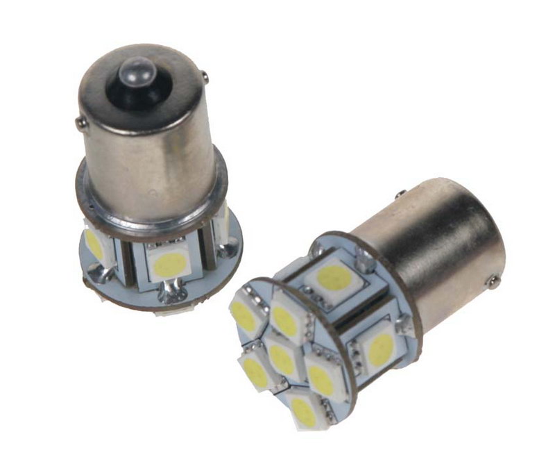 LED žárovka 12V s paticí BA15s bílá, 9LED/3SMD