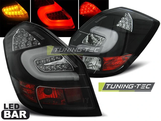 Zadní LED světla Škoda Fabia II (2007–2014) Hatchback / Combi – Černá, LED BAR (LDSK09)
