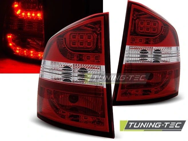 ZADNÍ SVĚTLOMETY, LAMPY LED ŠKODA OCTAVIA 2 COMBI, 2004-2013, ČIRÉ, ČERVENÉ