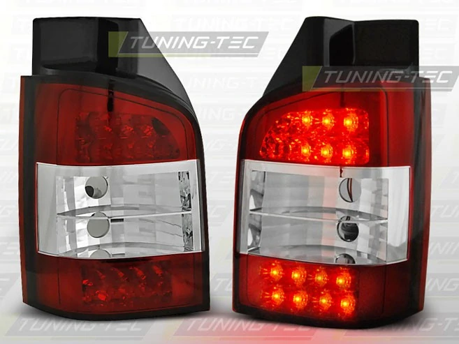 Zadní světla VW T5 03-09 zad.výklopné dveře - krystal/červené LED
