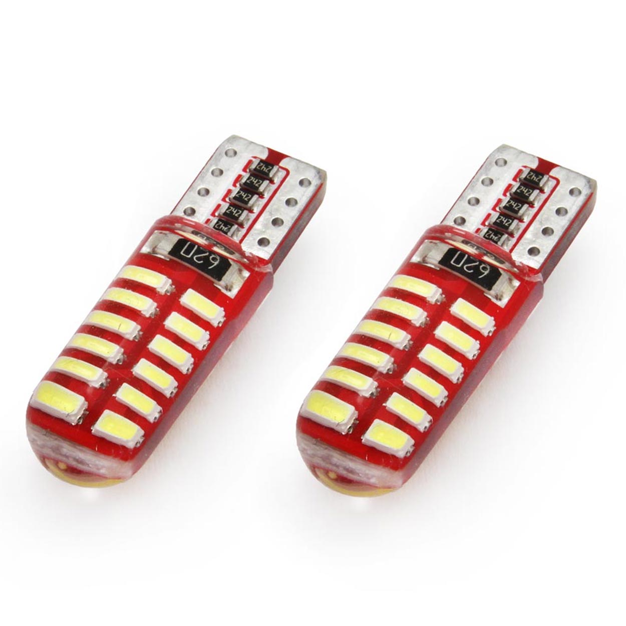LED žárovky W5W T10 AMIO CAN-BUS 24 SMD LED, bílé 6000K, 2 ks