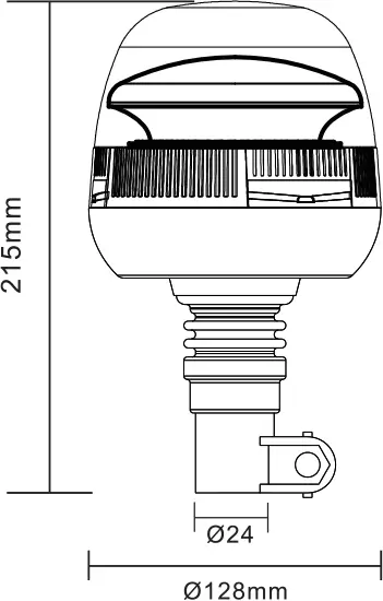 LED maják, 12-24V, 45xSMD2835 LED, oranžový, na držák, ECE R65