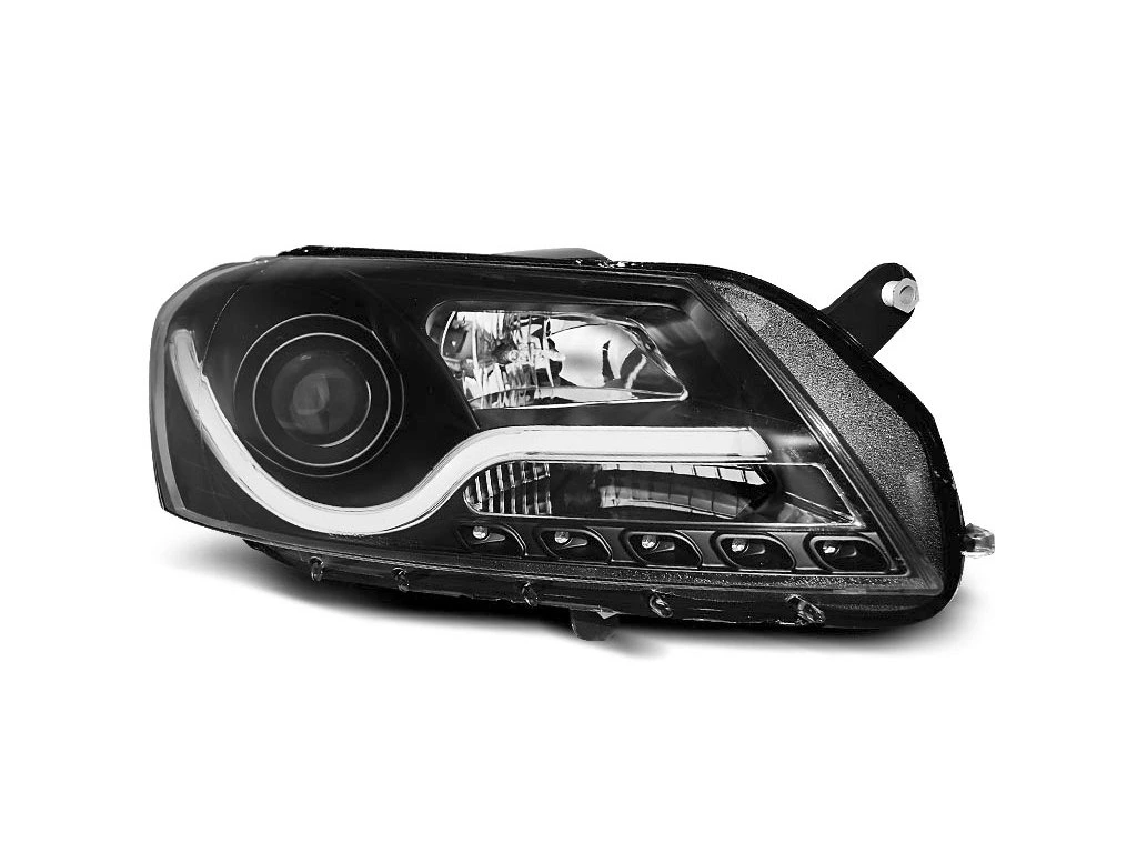 PŘEDNÍ SVĚTLOMETY, SVĚTLA, LAMPY VW PASSAT B7, 2011-, TUBE LIGHT, LED, ČERNÉ BLACK