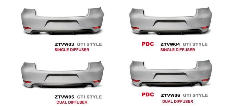 Zadní nárazník VW Golf VI / 6 08- GTI look single PDC