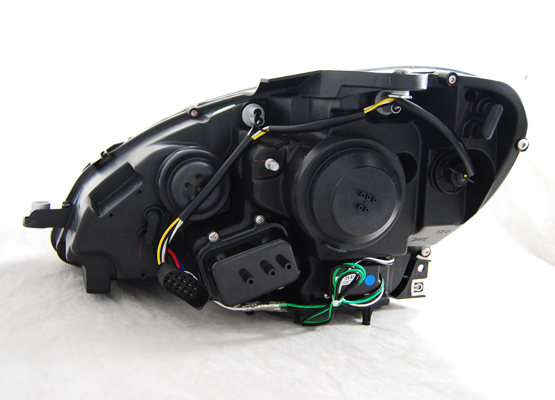 PŘEDNÍ SVĚTLOMETY MERCEDES W204, CLASSE C, 2007-2011, LED DAYLIGHT H7, ČERNÉ BLACK