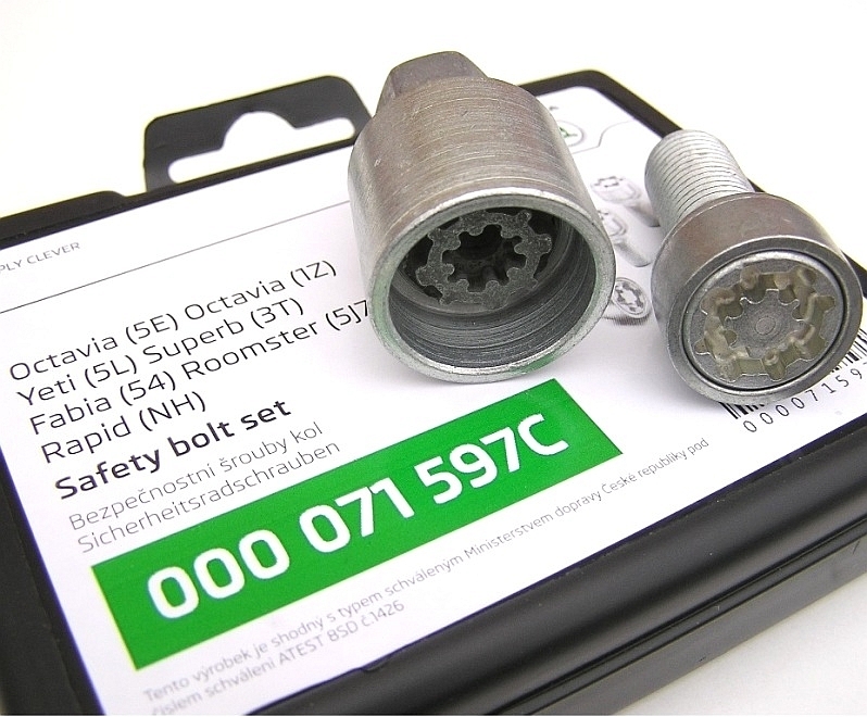 BEZPEČNOSTNÍ ŠROUBY KOL ŠKODA - ORIGINÁL 000071597C