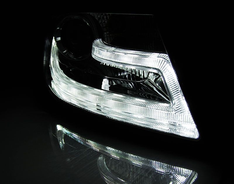 PŘEDNÍ SVĚTLA S LED DENNÍMI SVĚTLY TUBELIGHT AUDI A4 B8 2008-2011 CHROM