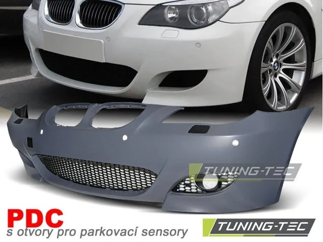 Přední nárazník BMW E60,E61, 2003-2007, M5 style s otvory pro parkovací senzory 24mm.