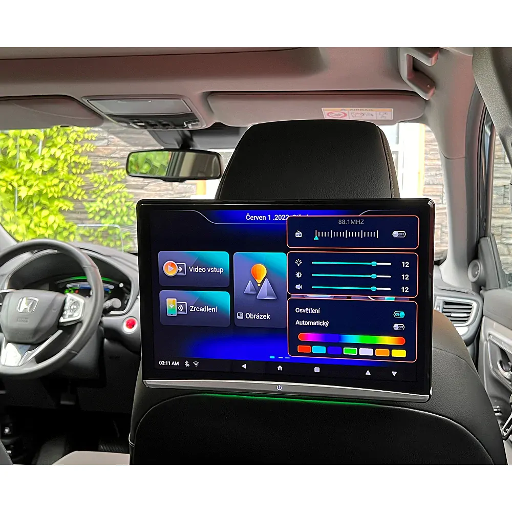 LCD monitor 12,4" OS Android/USB/SD/HDMI in/out/Bluetooth s držákem na opěrku ds-x127aaH