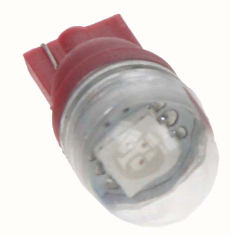 LED T10 červená, 12V, 1LED/3SMD s čočkou