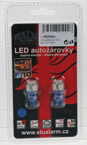 LED T10 modrá, 12V, 5LED/3SMD
