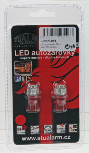 LED T10 červená, 12V, 5LED/3SMD