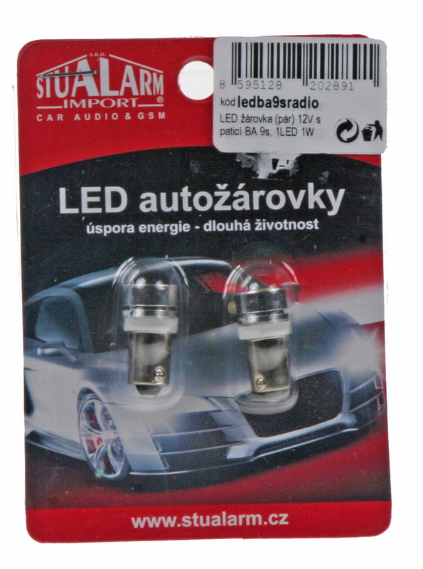LED BA9s bílá, 12V, 1LED/1W superradio