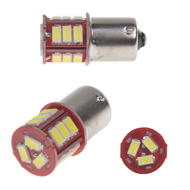 LED BA15s bílá, 12-24V, 18LED/5730SMD