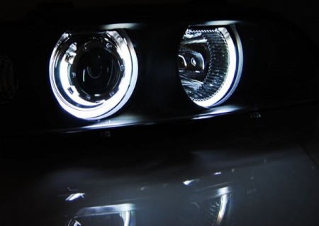 Přední světlomety, světla, lampy BMW E39, 1995-2003, Angel Eyes CCFL, black černé