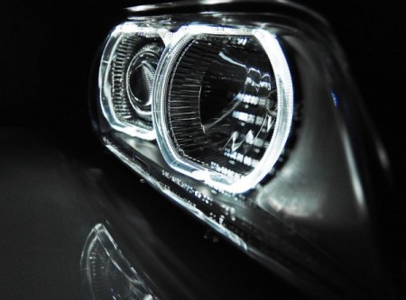 PŘEDNÍ SVĚTLOMETY, LAMPY BMW E39, 1995-2003, ANGEL EYES LED, XENON BLACK ČERNÉ