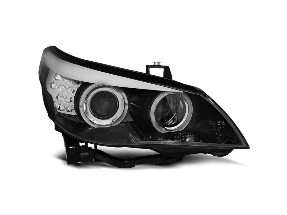Světla přední BMW E60/E61 03-07 BLACK LED INDIC.