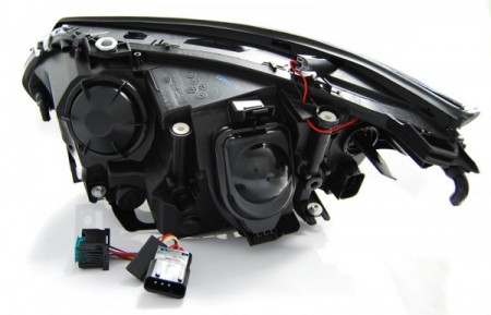 Přední světla BMW E60, E61 04-07 Angel Eyes - černé H7/H7