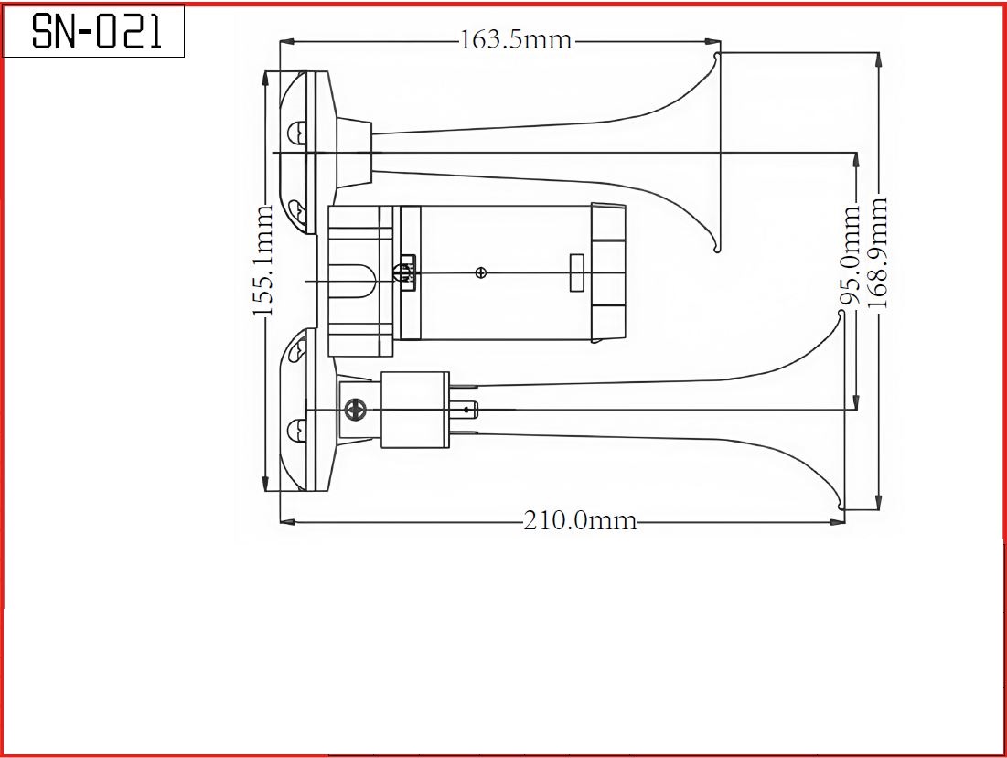 2-tónová fanfára 220mm, 12V s kompresorem